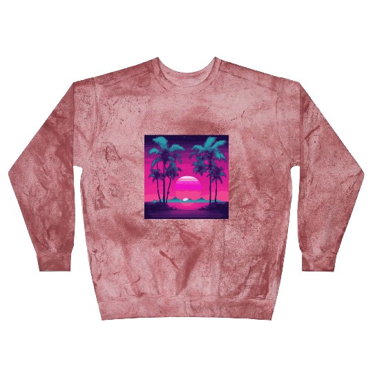 Neon Paradise Vaporwave Sunset Vibes Blast Sweatshirts