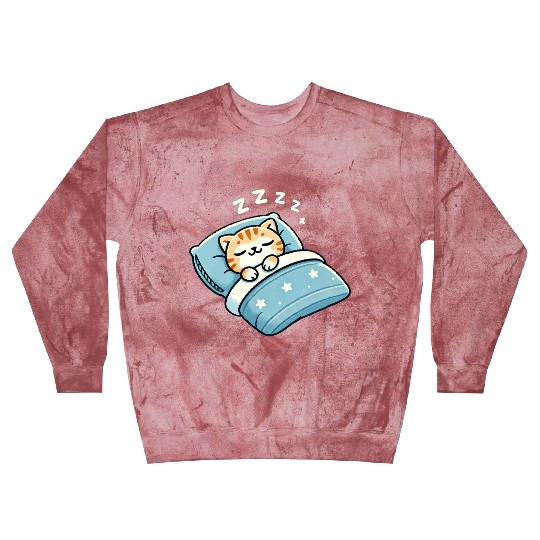 Cat Sleeping In Bed At Night Time Blast Sweatshirts