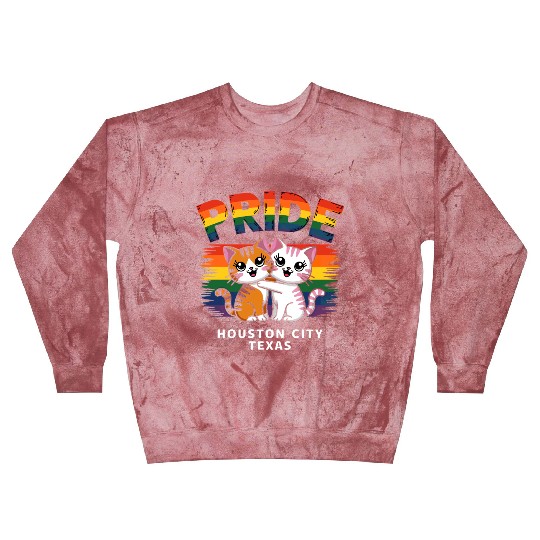 Pride Month Houston City Texas USA Rainbow Flag LG Blast Sweatshirts