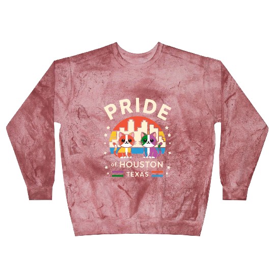 Pride of Houston City Texas USA Rainbow Flag Blast Sweatshirts