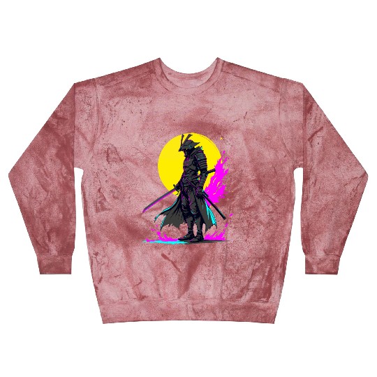 Cyberpunk Samurai Warrior Neon Art Design Blast Sweatshirts