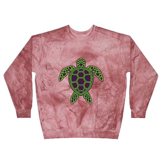 Green Neon Lava Sea Turtle Design Blast Sweatshirts
