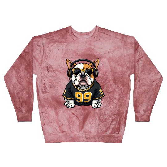 Vector graphic of a Hip-Hop Bulldog with headphone Blast Sweatshirts