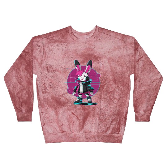 Cyber Bunny with Futuristic Style and Neon Colors Blast Sweatshirts
