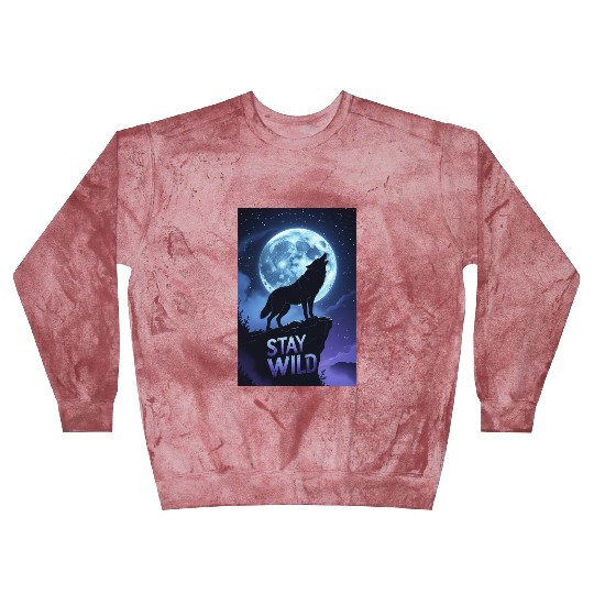 Stay Wild – Majestic Wolf Silhouette Under Moon Blast Sweatshirts