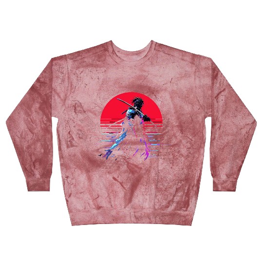 Cyberpunk Samurai Warrior Under Neon Moon Blast Sweatshirts