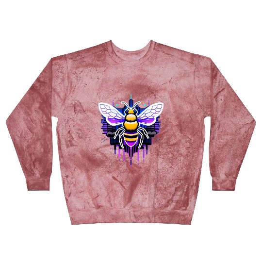 A bee cyberpunk-style with glowing neon stripes Blast Sweatshirts