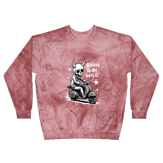 Born to Be Wild - Skull Devil on Scooter Blast Sweatshirts