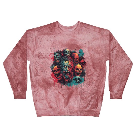 Haunted Horror Faces – Creepy Skull Art Blast Sweatshirts