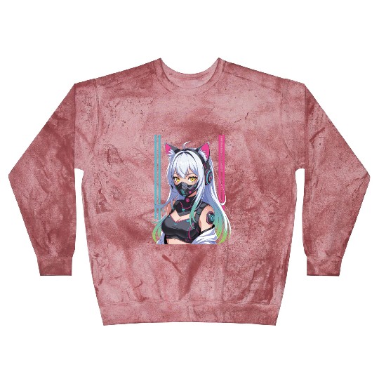 Futuristic Cyberpunk Girl Blast Sweatshirts