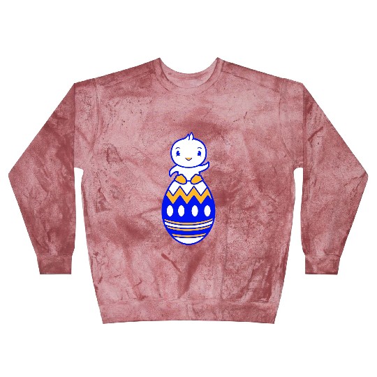 Chick Sits On Giant Easter Egg Waving Easter Sweet Blast Sweatshirts