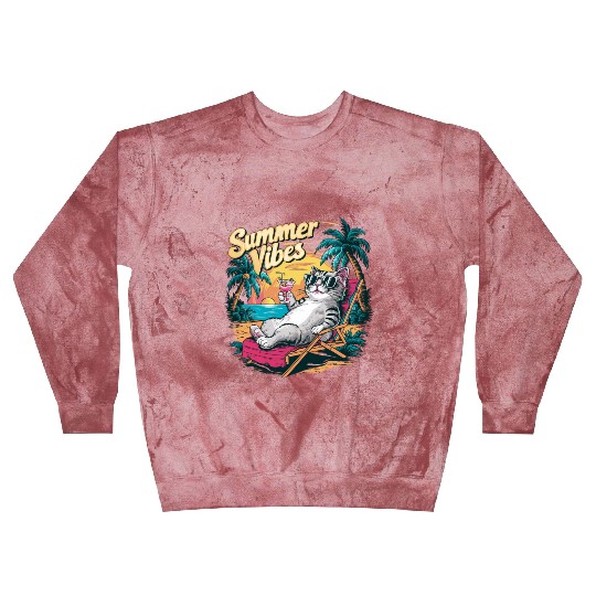 Cool Cat Summer Vibes – Beach Relaxation Aesthetic Blast Sweatshirts