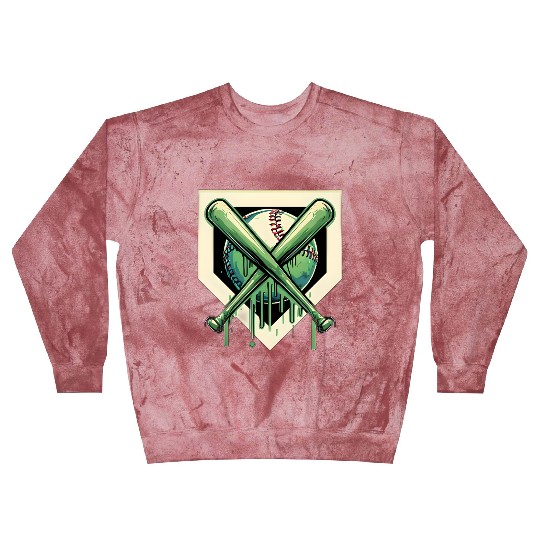Baseball and Bat Dripping Green Blast Sweatshirts