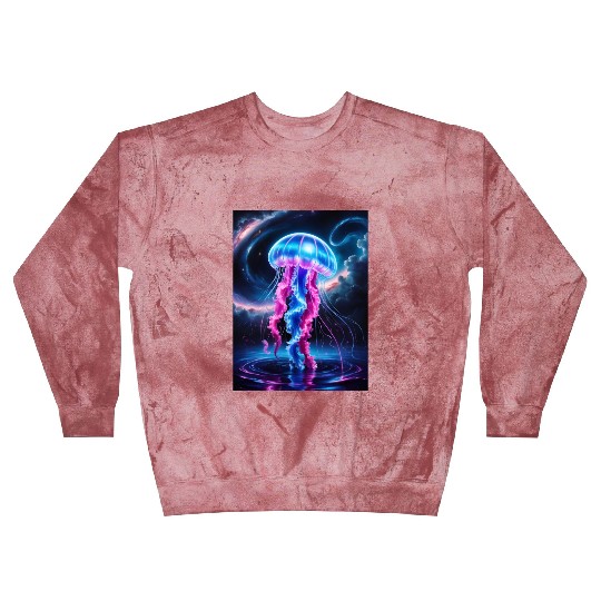 A mesmerizing neon jellyfish gracefully floating Blast Sweatshirts