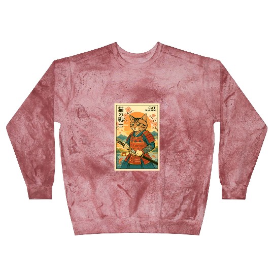 Samurai Cat in Traditional Armor Art Blast Sweatshirts