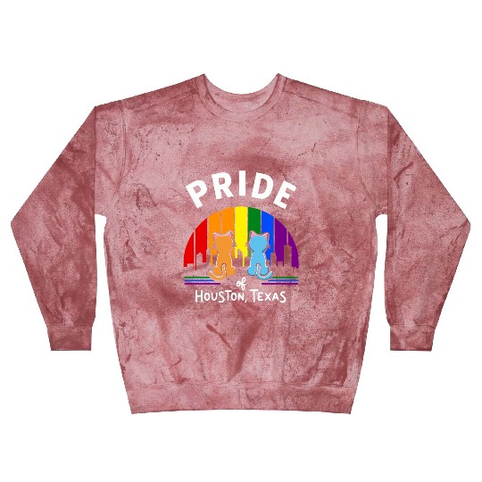 Pride of Houston City Texas USA Rainbow Flag Blast Sweatshirts
