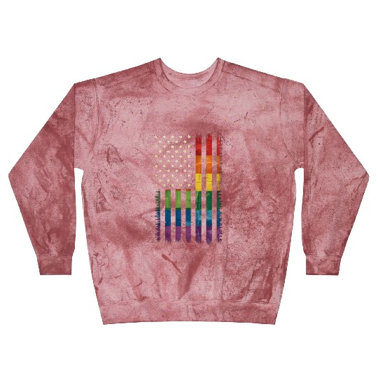 American USA Flag Rainbow Pride Gay Lesbian LGBTQ Blast Sweatshirts
