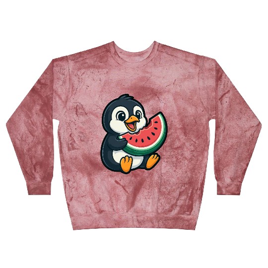 Penguin with Watermelon Summer Fruit Blast Sweatshirts