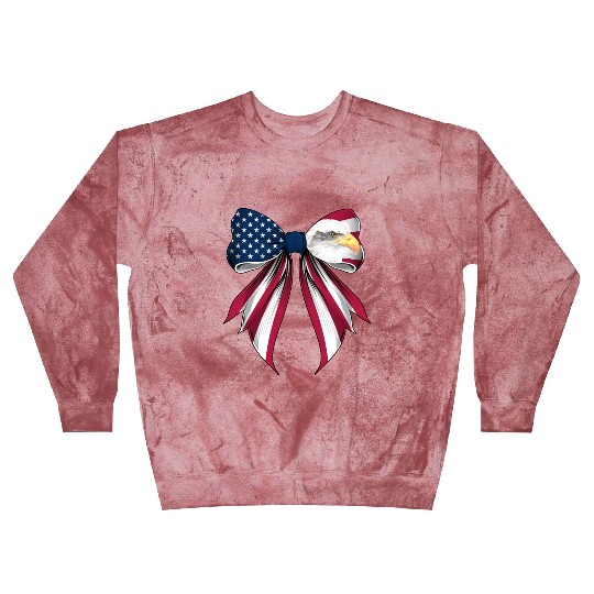 Coquette Bow Bald Eagle Bird US Flag Patriotic Blast Sweatshirts