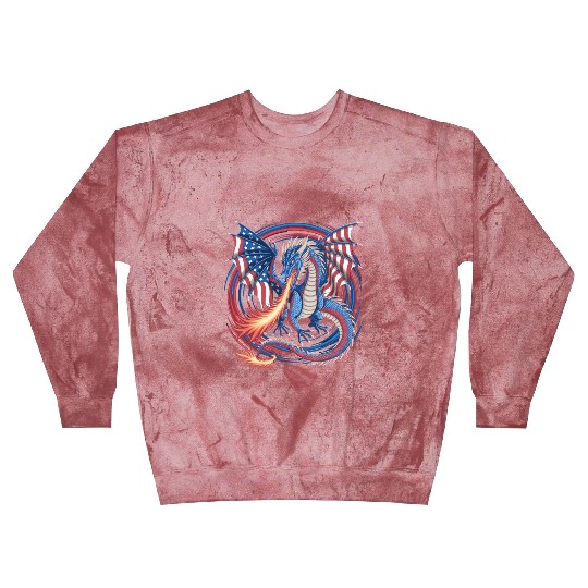 Patriotic American Flag Dragon Breathing Fire Blast Sweatshirts