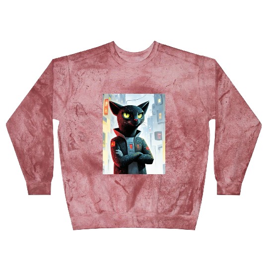 Cyberpunk Cat Boss – Futuristic Feline Art Blast Sweatshirts