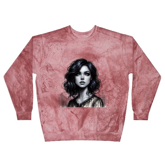 Elegant Woman Portrait Black and White Art Blast Sweatshirts