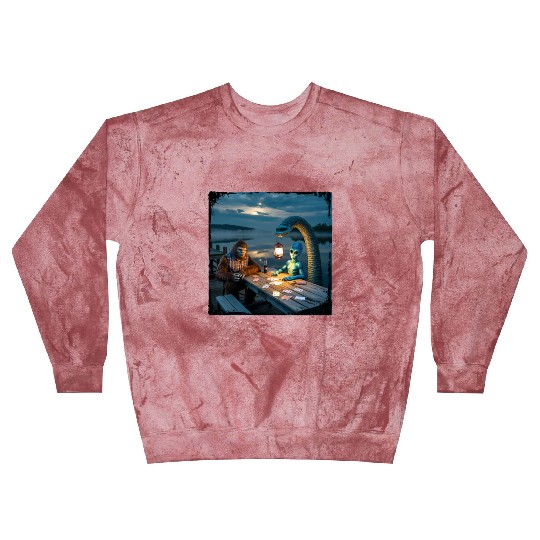 Cryptid Poker Night on Loch Ness - Bigfoot, Blast Sweatshirts