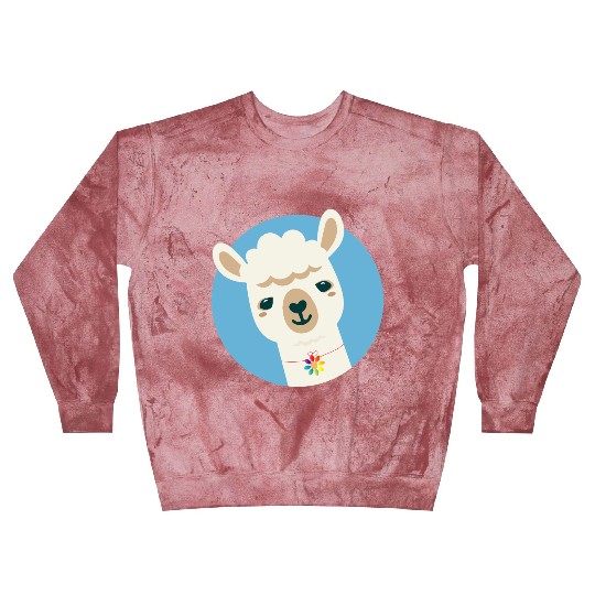 Alpaca with a Colorful Flower Necklace Blast Sweatshirts
