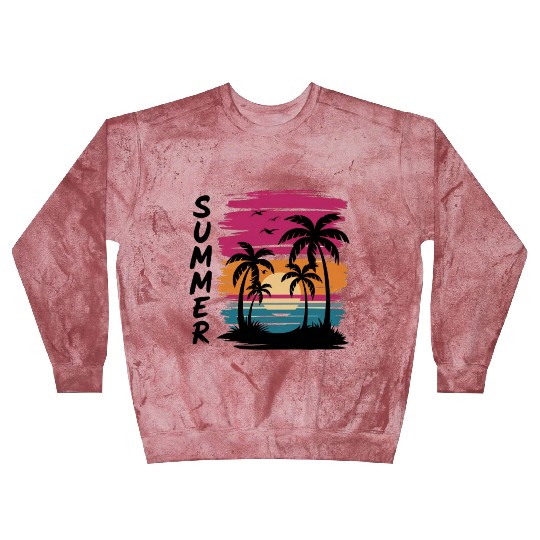 Sunset Palm Tree Beach Scene Blast Sweatshirts