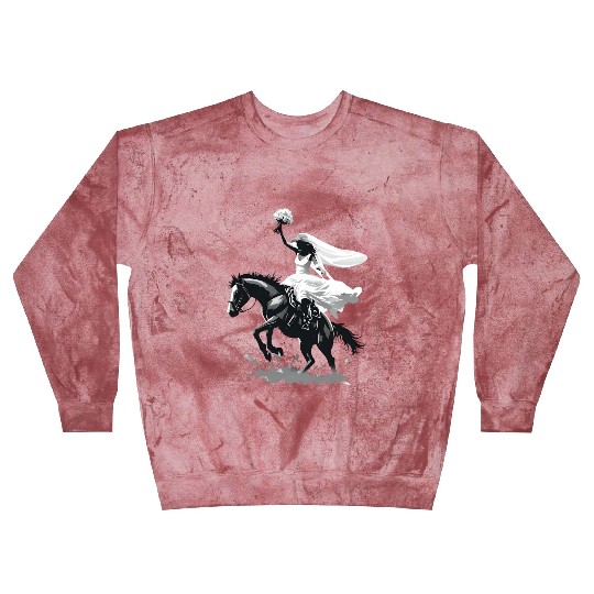 Western Cowgirl Bride on Bucking Horse – Grayscale Blast Sweatshirts