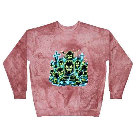 Neon Tomb Uprising – Glowing Graveyard Ghouls Blast Sweatshirts
