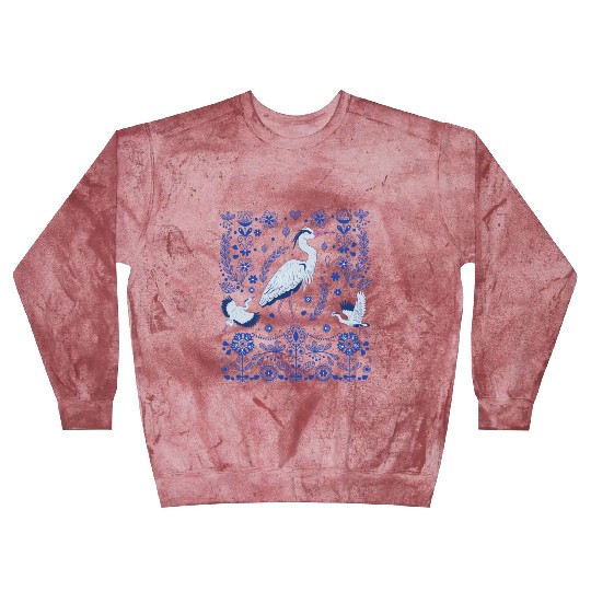 Great Blue Heron Folk Art Blast Sweatshirts