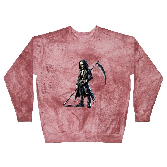 Dark Skeleton Warrior with Scythe and Hooded Jacke Blast Sweatshirts