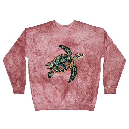 Sea Turtle Geometric Pattern Shell Blast Sweatshirts