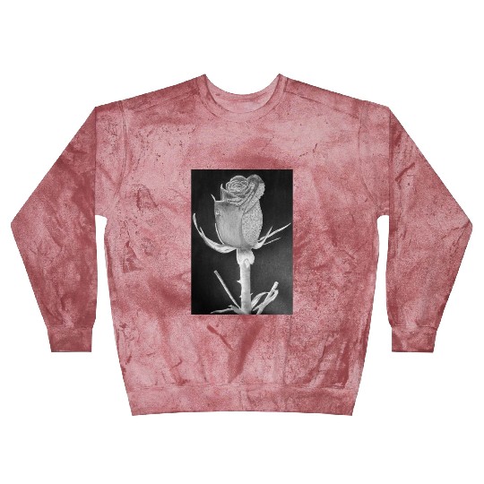Realistic Graphite Rose & Dew Drawing - RT Art © Blast Sweatshirts