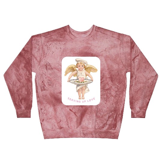 Chef Cook Valentine SERVING UP LOVE Cupid Angel Blast Sweatshirts