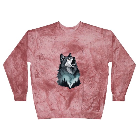 Howling Wolf Under the Northern Sky Blast Sweatshirts