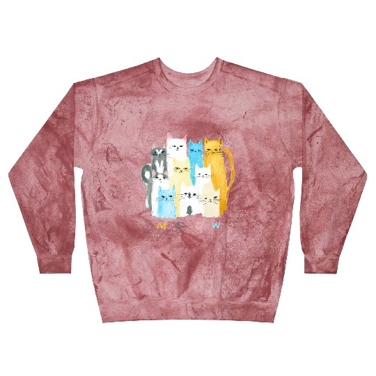 Ten Colorful Cats MEOW Graphic Design Blast Sweatshirts