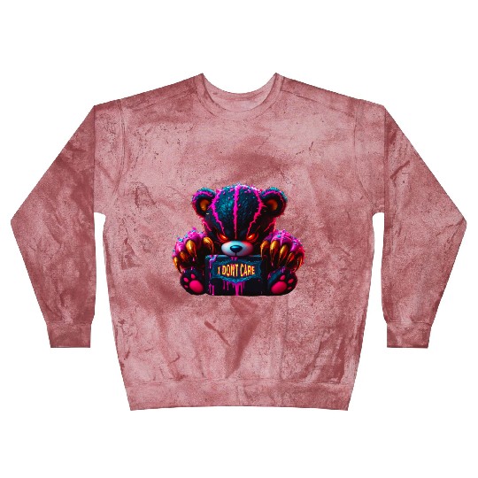 Angry Neon Bear "I DON'T CARE" – Edgy Graffiti  Blast Sweatshirts