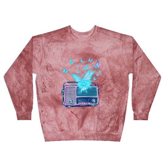 Radio Silence – Vintage Risograph Butterfly Waves Blast Sweatshirts