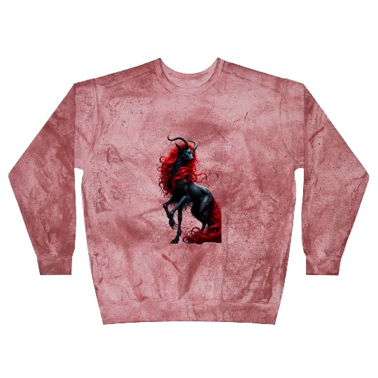 Celestial Demon Deer with Fiery Red Mane Blast Sweatshirts