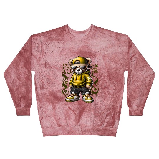 Yellow Street Wear Teddy Bear Blast Sweatshirts