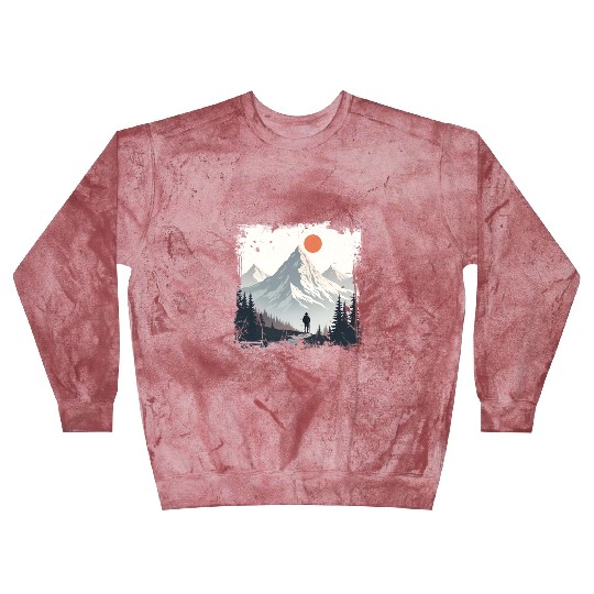 Serene Mountain Wilderness Scene Blast Sweatshirts