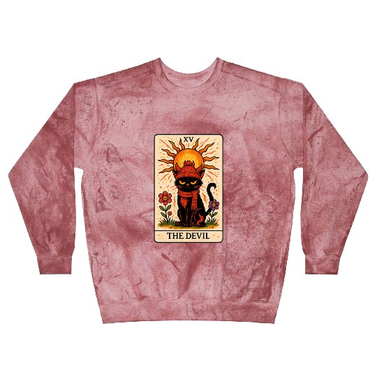 Devil Cat Tarot Card, Grumpy Cat Art, Mystical Blast Sweatshirts