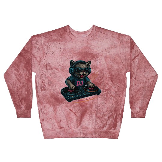 Funny Cat DJ Music Lover Turntable Vinyl Graphic Blast Sweatshirts