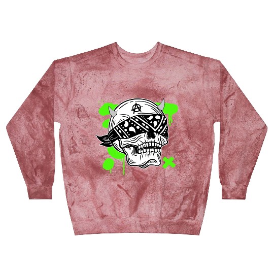 Black Green Streetwear Skull Blast Sweatshirts 20250712