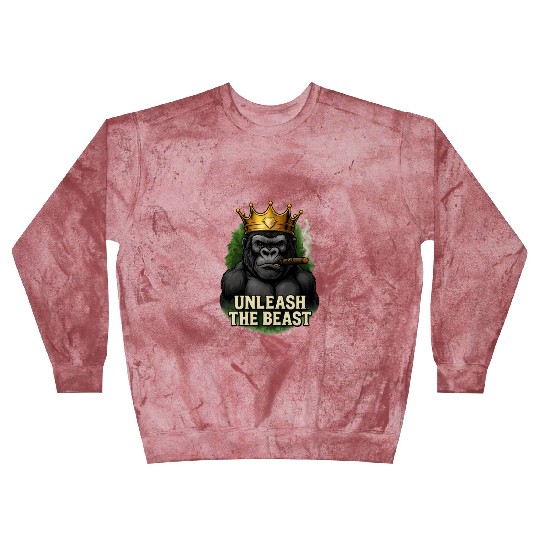 Alpha Gorilla King Smoking Crowned Ape Design Blast Sweatshirts