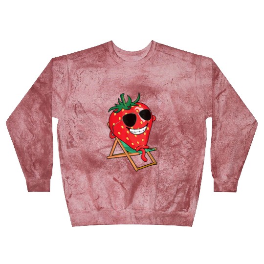 Playful Strawberry Sunbather Design Blast Sweatshirts