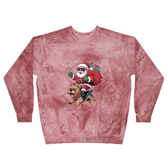 Santa Claus Yorkie Dog Christmas In July Blast Sweatshirts