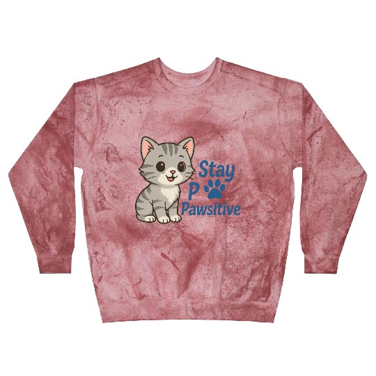 Stay Pawsitive Cat Motif Blast Sweatshirts